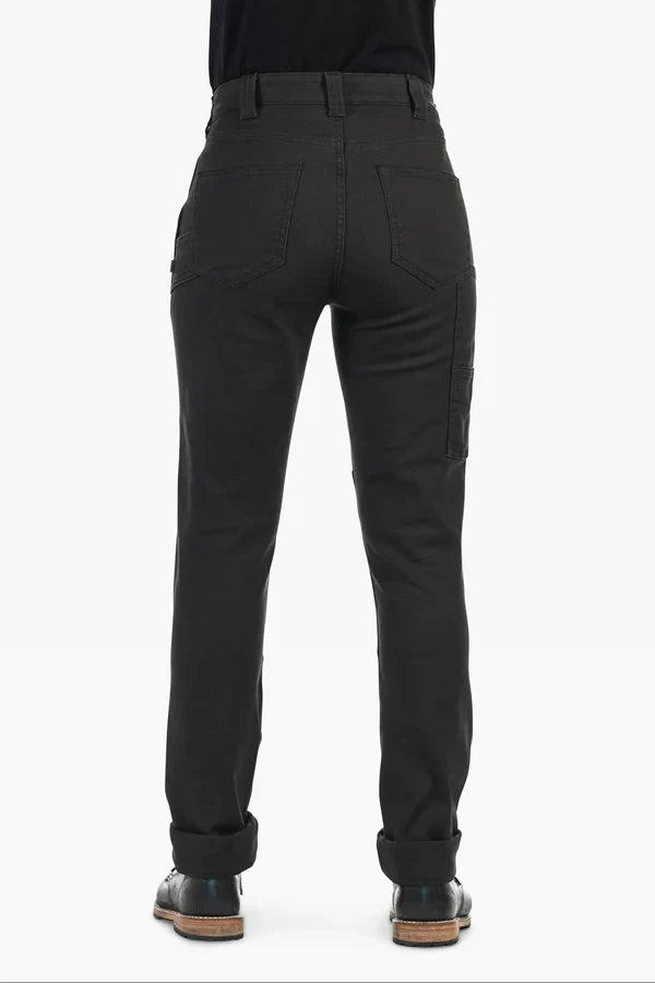 Women's stretch canvas work pant by Dovetail in carbon black, additional product view
