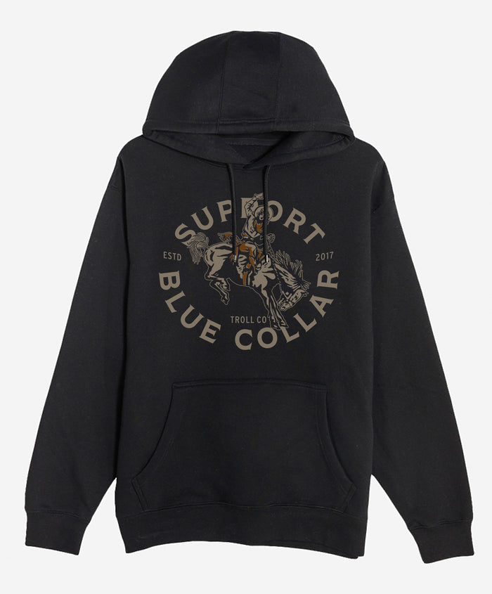 Troll Co. women's SBC Rodeo hoodie in black, front view