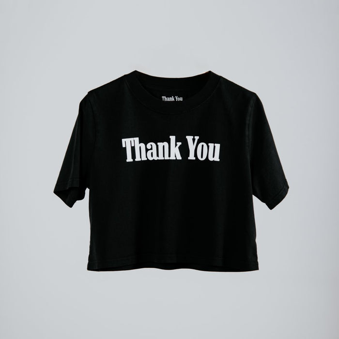 Thank You Collective women's Shop crop t-shirt in vintage black