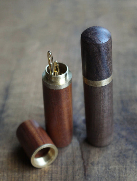 Wood and Brass Needle Holder (empty)