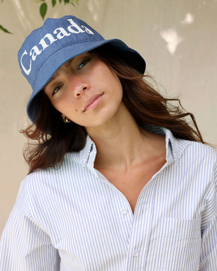 Made in Canada 100% Cotton Wordmark Bucket Hat Denim - Province of Canada