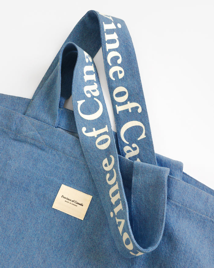 100% Cotton Made in Canada Large Wordmark Tote Bag Denim - Province of Canada