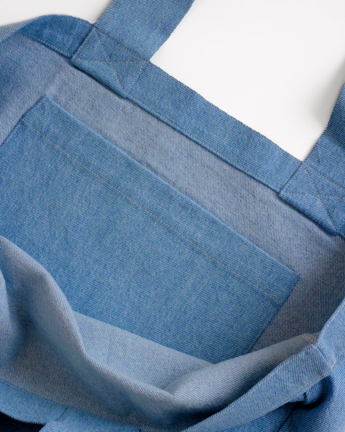 100% Cotton Made in Canada Large Wordmark Tote Bag Denim - Province of Canada