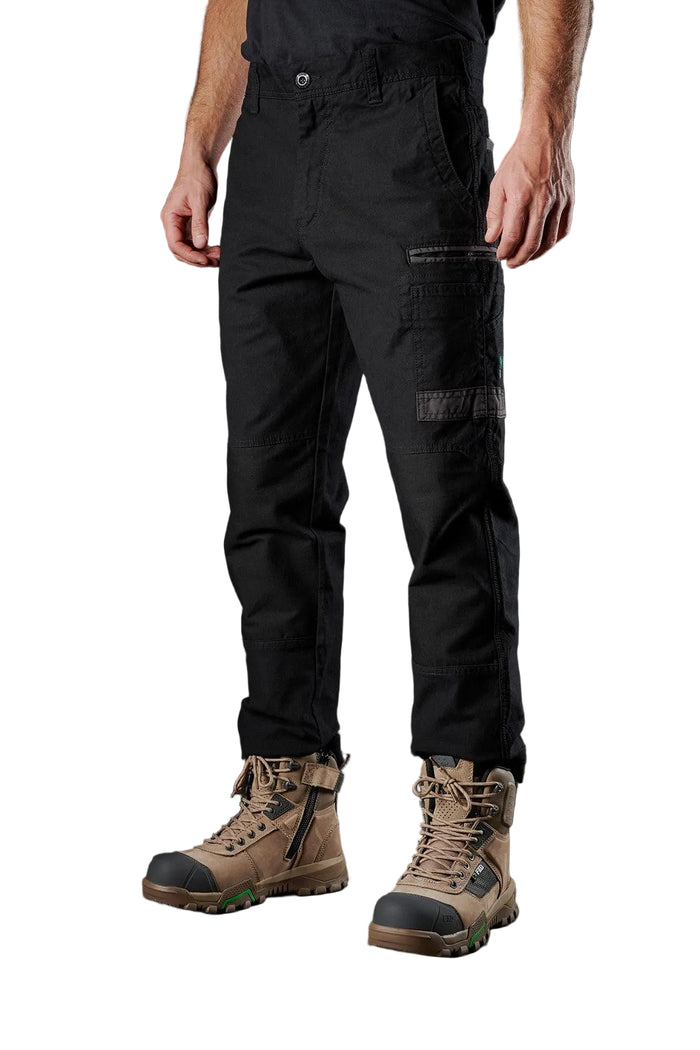 FXD WP3 stretch work cargo pant in black with knee pad pockets