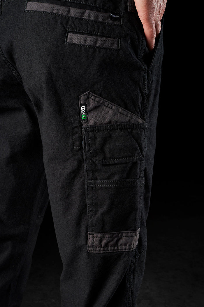 FXD WP3 stretch cargo work pant in black, final product view
