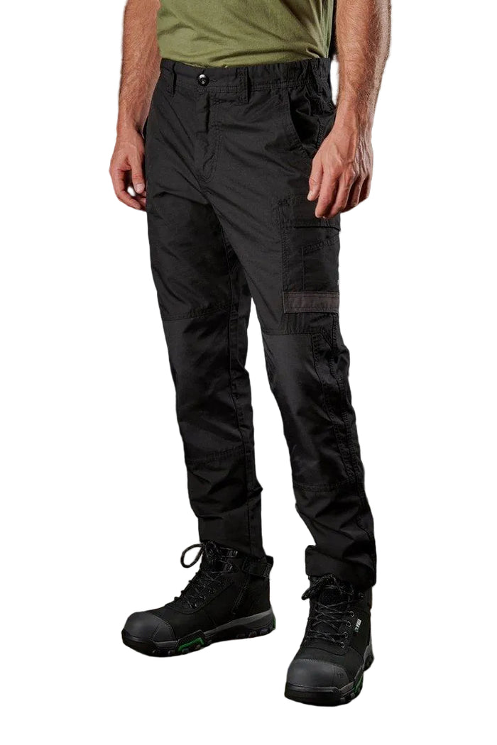 FXD WP5 slim fit stretch cargo work pant in black, front three quarter view