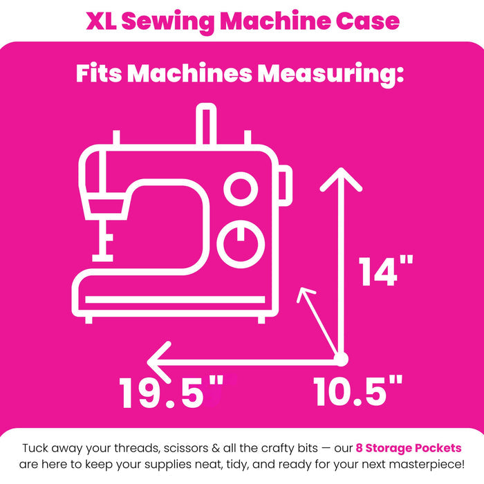XL 4 Wheel Collapsible Deluxe Rolling Sewing Machine Storage Case, Grey & White