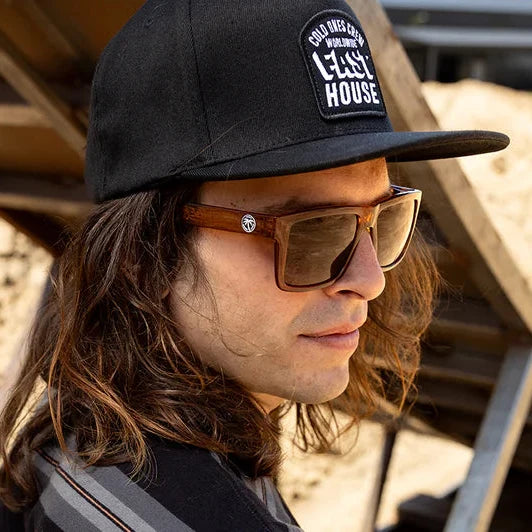 XL Vise Z87 polarized safety eyewear by Heat Wave Visual in saddle, additional product view
