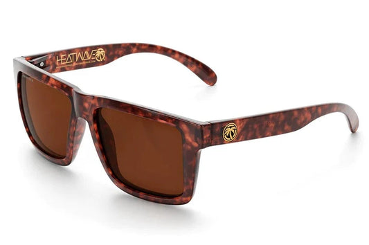 Angled view of the Heat Wave XL Vise Z87 sunglasses, tortoise frame with polarized brown lens