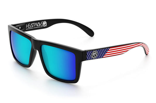 Heat Wave XL Vise Z87 polarized sunglasses in USA stars and stripes with Galaxy Blue lens