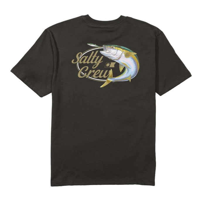 Back view of the Salty Crew Yellowtail Classic graphic t-shirt in black