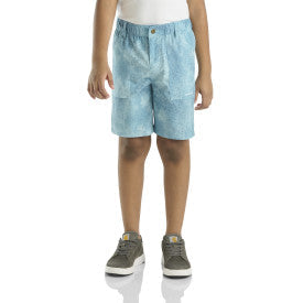 Carhartt youth boys LWD cloud camo short in real teal, additional product image