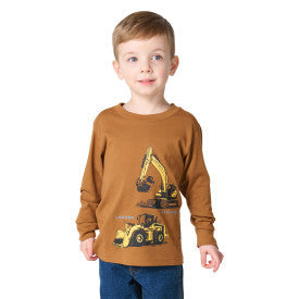 Carhartt youth boys long-sleeve construction graphic t-shirt in Carhartt brown