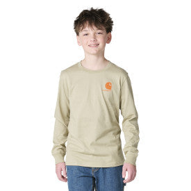 Carhartt youth boys long-sleeve skull graphic t-shirt in elm