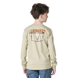 Carhartt youth boys skull graphic t-shirt in elm, alternate product view
