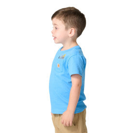 Carhartt youth boys tool pocket t-shirt in azure blue, additional product view