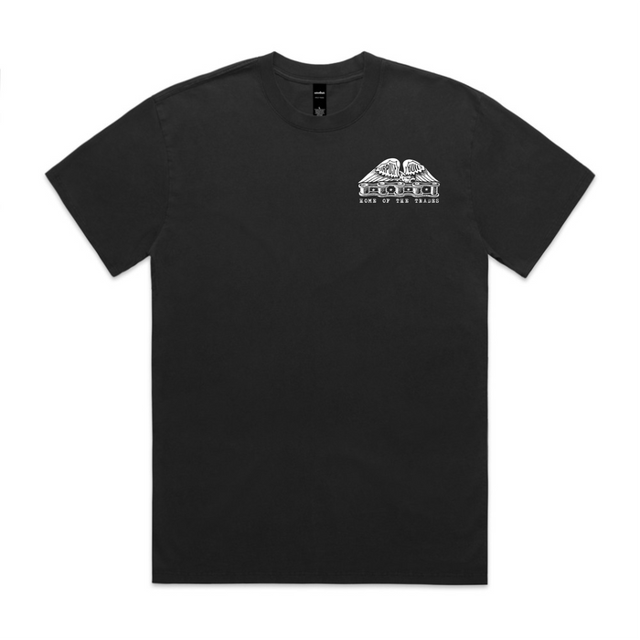 Youth Chain of Labor short sleeve graphic tee in black, alternate product view of the print