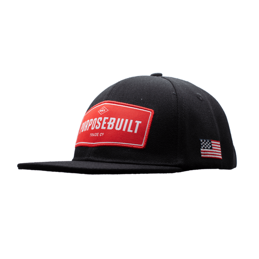 Purpose-Built youth Established hat in black, left three-quarter view