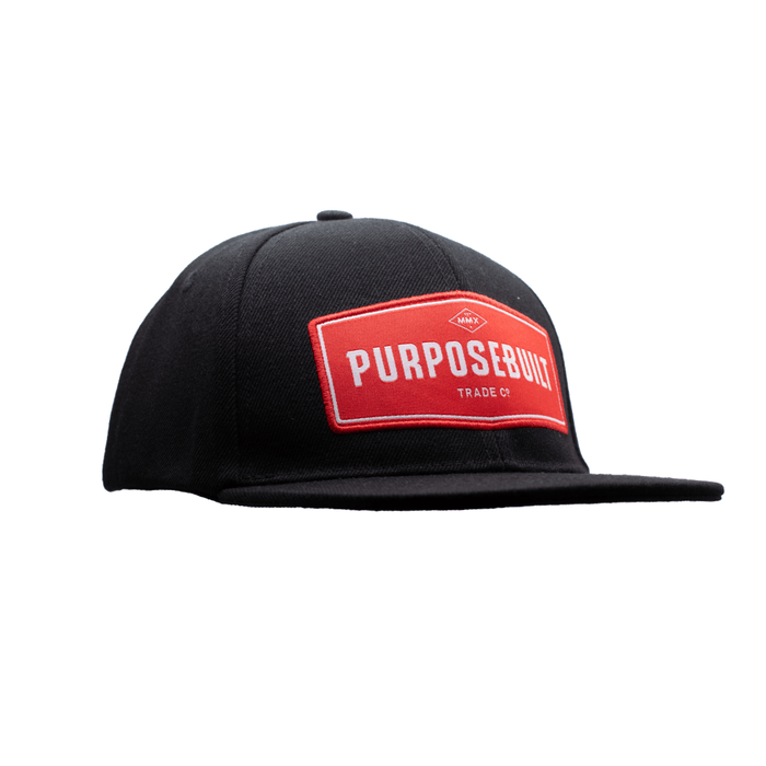 Purpose-Built youth Established hat in black, right three-quarter view