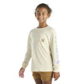 Carhartt youth girls long-sleeve graphic pocket t-shirt in turtledove