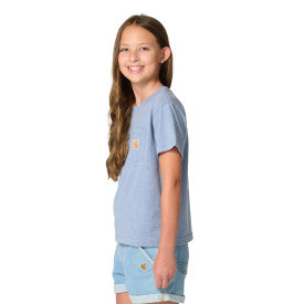 Carhartt youth girls arch logo t-shirt in blue horizon heather, additional product view