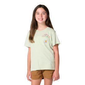 Carhartt youth girls garden pocket t-shirt in sea foam, alternate product view