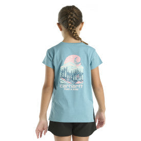 Carhartt youth girls mountain graphic tee in adriatic blue, additional product image