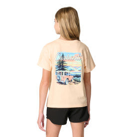 Carhartt youth girls short-sleeve mountain graphic t-shirt in bleached apricot