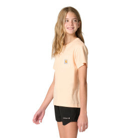 Carhartt youth girls mountain graphic t-shirt in bleached apricot, alternate product view