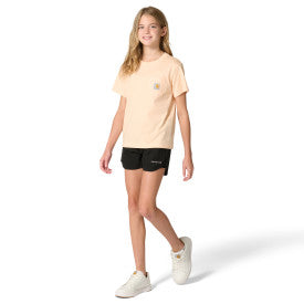 Carhartt youth girls mountain graphic t-shirt in bleached apricot, additional product view