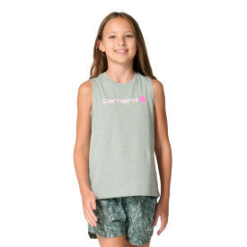 Carhartt youth girls sleeveless SUV t-shirt in laurel heather wash, alternate product view
