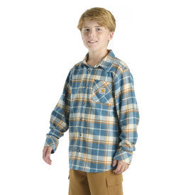 Carhartt youth long sleeve flannel button-front shirt in real teal