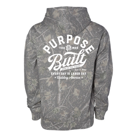 Purpose-Built youth script logo hoodie in Deadwood camo