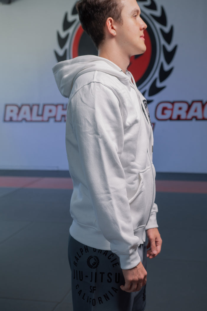 Youth White Zip-Up Hoodie