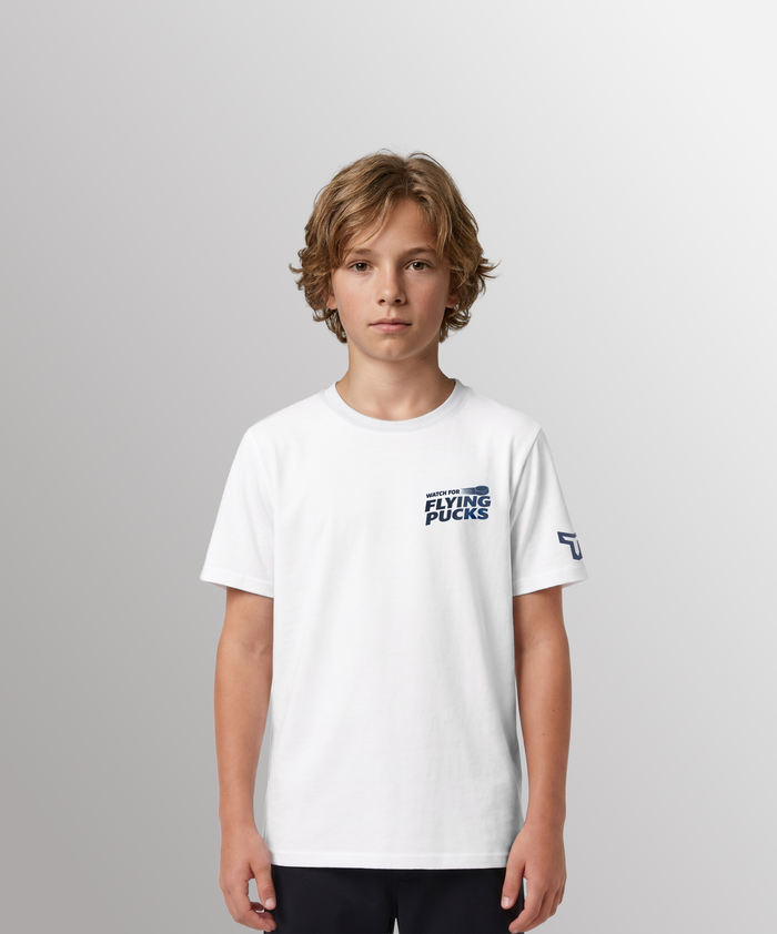 YTH FLYING PUCKS TEE - WHITE
