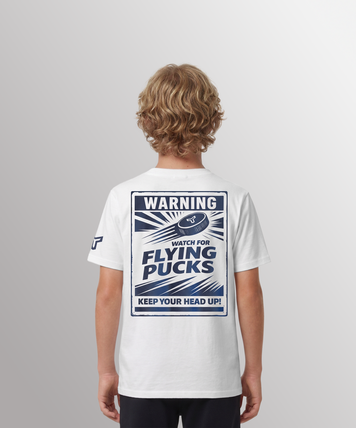 YTH FLYING PUCKS TEE - WHITE