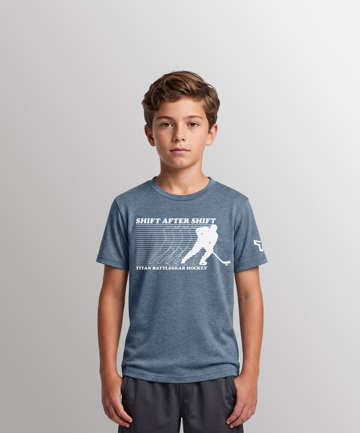 YTH RETRO SHIFT TEE - HEATHER SLATE BLUE
