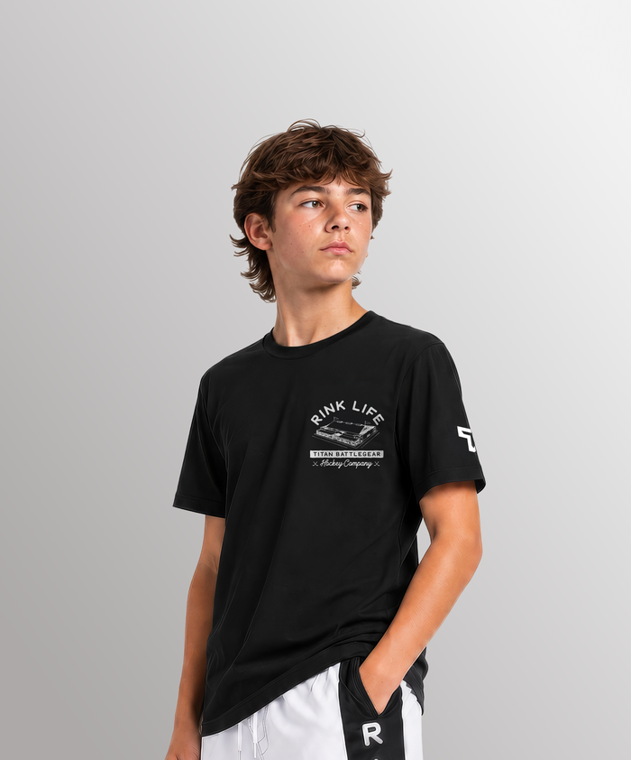 YTH RINK LIFE RINK TEE - BLACK/WHITE