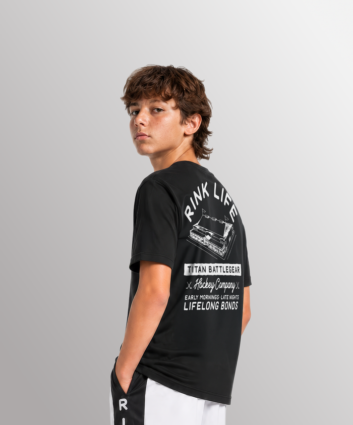 YTH RINK LIFE RINK TEE - BLACK/WHITE