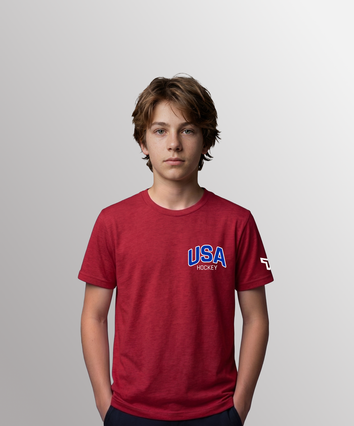 YTH USA HOCKEY ARCH TEE - RED