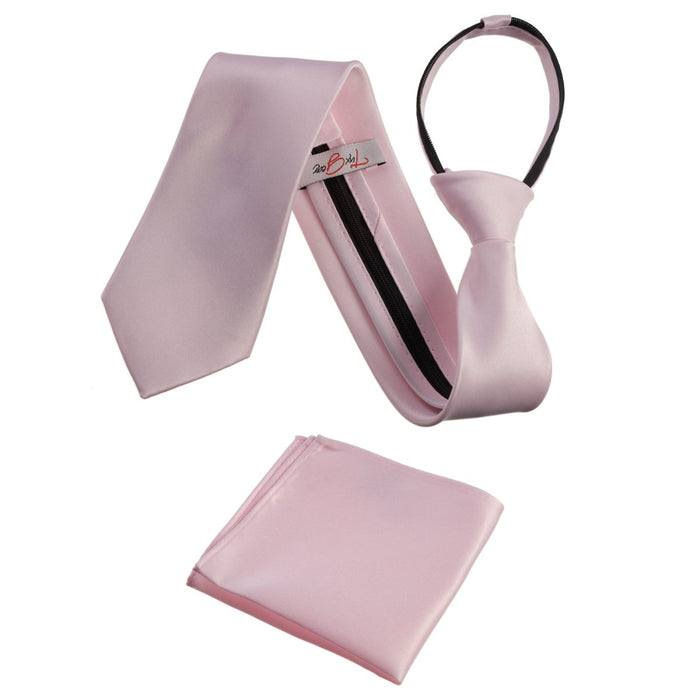 Zipper Neck Tie and Pocket Square Set - Tuxgear