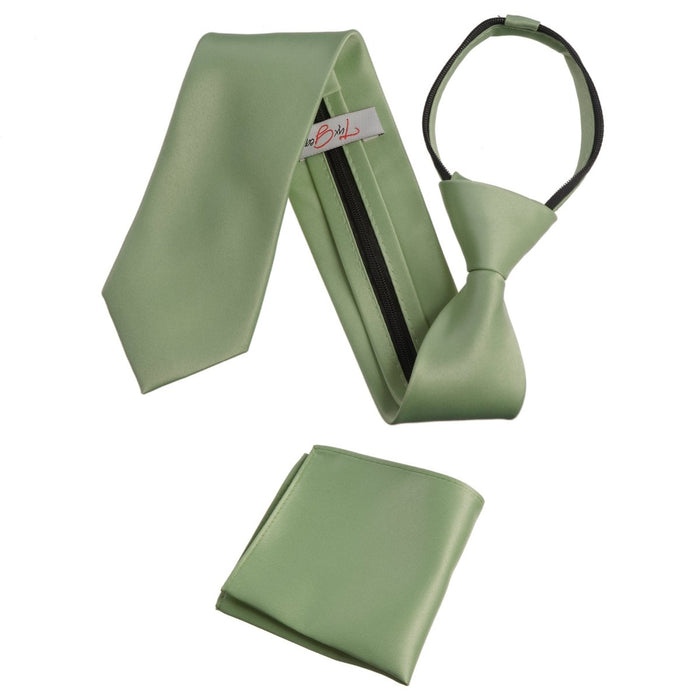 Zipper Neck Tie and Pocket Square Set - Tuxgear